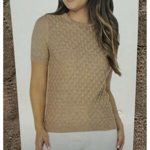 Well Worn Women's Plus Size XXL Tan Short Sleeve Knit Lightweight Top NWT